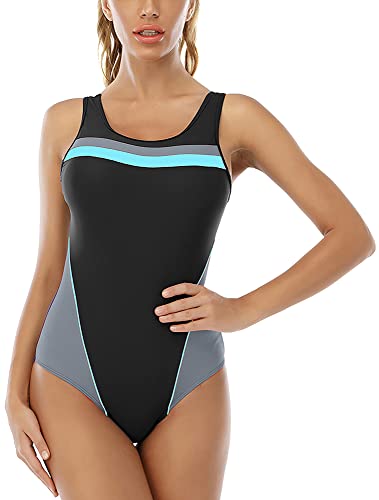 SEAUR Damen Badeanzug Sport Bademode Racerback Swimsuit Sommer Schwimmen Trainning Strand Pool - L von SEAUR