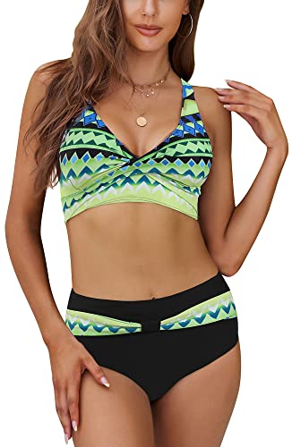 SEAUR Damen Bikini Set Print Muster High Waist Badeanzug Triangel Zweiteiliger Bademode Sommer Strand Pool Swimsuit Print Muster - XXL von SEAUR