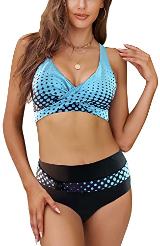 SEAUR Damen Bikini Set Print Muster High Waist Badeanzug Triangel Zweiteiliger Bademode Sommer Strand Pool Swimsuit Print Muster - XXL von SEAUR