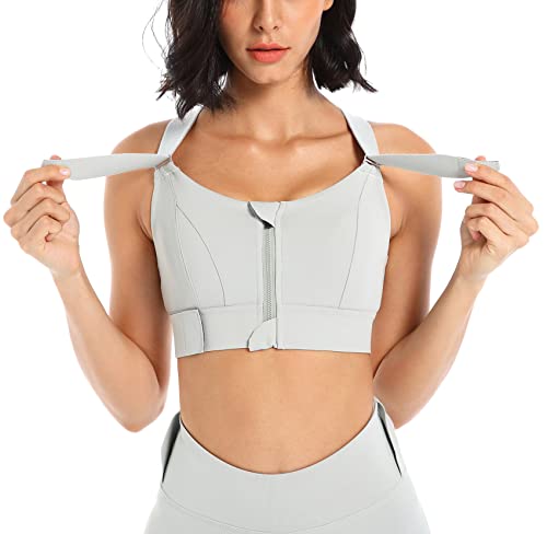 SEAUR Damen Bustier Sport Yoga BH Starker Halt Große Brüste Sports Bra Top Gepolstert ohne Bügel Fitness Joggen BH Vorderverschluss Verstellbarer Schultergurt - 3XL von SEAUR