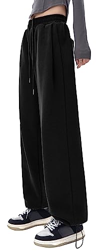 SEAUR Damen Jogginghose Baumwolle Sweatpants Trackpants Freizeithose Elastisch Bund Sporthosen Jogger Hose Traininghose mit Tasche Streetwear L Schwarz von SEAUR