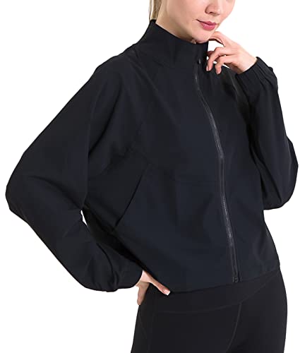 SEAUR Damen Laufjacke Dünn Atmungsaktiv Sportjacke Schwarz UPF 50+ Sommer Sweatjacke Trainingsjacke Fitness Yoga Jacke - S von SEAUR