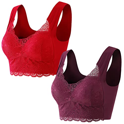 SEAUR Damen Nahtlose Sport BH Spitzen Unterwäsche Atmungsaktiv Frauen Bustier Ohne Bügel für Lauf 1/2/3er Pack von SEAUR