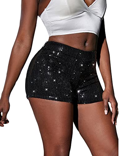 SEAUR Damen Pailletten Shorts Glitzer Tanzshorts High Elastic Hot Pants für Club Bar Party Tanz - S von SEAUR