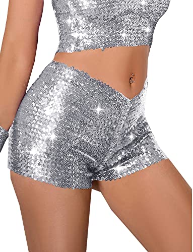 SEAUR Damen Pailletten Shorts Glitzer Tanzshorts High Elastic Hot Pants für Club Bar Party Tanz - S von SEAUR