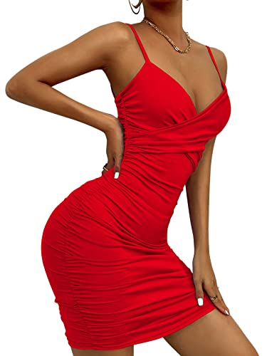 SEAUR Damen Rückenfreies Kleid Spaghettiträger Minikleid Ärmellos Bleistiftkleid Bodycon Kleider Partykleid Clubkleid von SEAUR