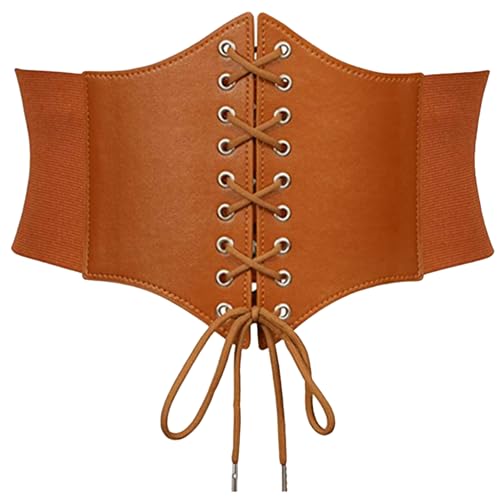SEAUR Damen Steampunk Gürtel Breit Elastischer Bund Lace-up Taillengürtel Cosplay Gothic Gürtel PU von SEAUR