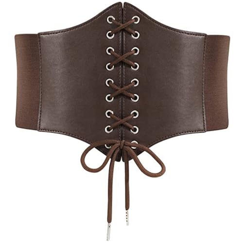 SEAUR Damen Steampunk Gürtel Breit Elastischer Bund Lace-up Taillengürtel Cosplay Gothic Gürtel PU von SEAUR