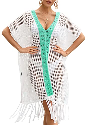 SEAUR Damen Strandkleider Strand Große Größen Strandtunika Loch Netz Strandponcho Bikini Cover Up Sommer Maxi Kimono Lang Kaftan Pareos von SEAUR