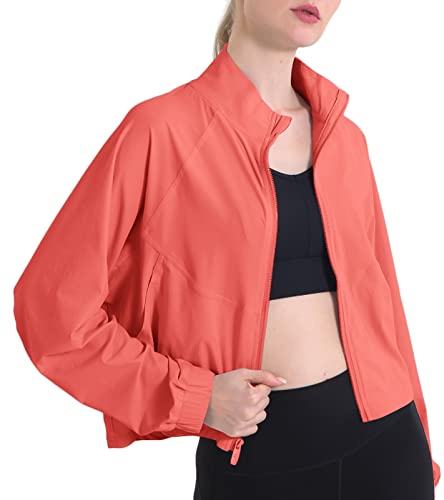 SEAUR Damen Sweatjacke Rot Dünn Atmungsaktiv Sportjacke UPF 50+ Trainingsjacke Sommer Sweatjacke Fitness Yoga Jacke - XL von SEAUR