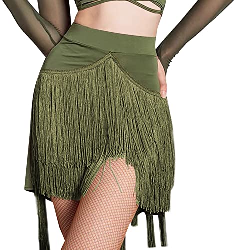 SEAUR Damen Tanzrock Latein Tango Fransen Rock Unregelmäßig Bauchtanz Hüfttuch Rumba Cha Cha Samba Ballsaal Tanzkleid - XL von SEAUR