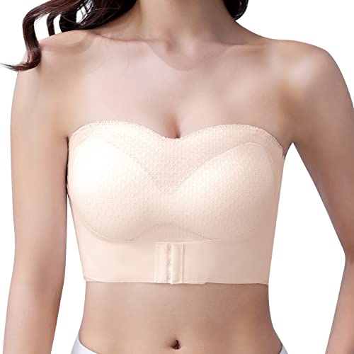 SEAUR Damen Trägerlos Minimizer BH Ohne Bügel Nahtlos Bandeau Atmungsaktiv Stretch Große Büste Bralette mit Entfernbar Schultergurt 3XL-95BCD/42BCD von SEAUR