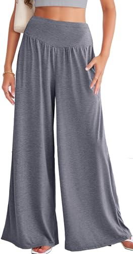 SEAUR Damen Weit Geschnittene Yogahose Hohe Taille Elastischer Bund Lockere Dance Pants für Alltag Grau XL von SEAUR
