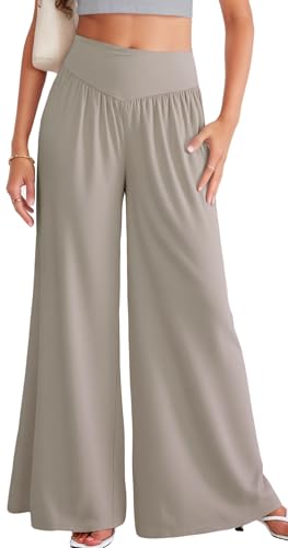 SEAUR Damen Weit Geschnittene Yogahose Hohe Taille Elastischer Bund Lockere Dance Pants für Alltag Khaki XL von SEAUR