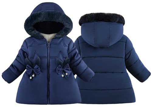 SEAUR Daunenmantel mit Kapuze für Mädchen Fleece gefüttert Thermal Winter Warm Long Jacke Mantel Oberbekleidung 3 Jahre- 4 Jahre von SEAUR