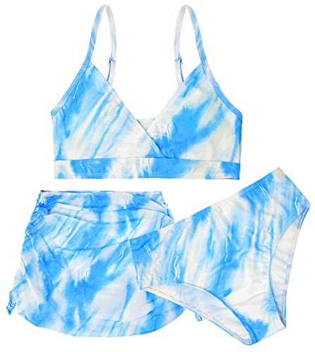 SEAUR Dreiteilig Mädchen Bikini Set Einteilig Badeanzug mit Gute Elastizität Gedruckt Schwimmset für Wasserpark Surfen Farbe 10 7-8 Jahre (130) von SEAUR