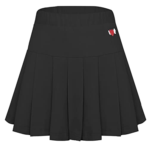 SEAUR Faltenrock Mädchen Schule Uniform Rock mit Shorts Kinder Sportrock Einfarbig Tennis Plissee Röcke Süß Baumwolle - 150-140/146 von SEAUR