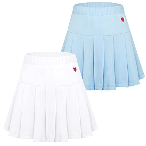 SEAUR Faltenrock Mädchen Schule Uniform Rock mit Shorts Kinder Sportrock Einfarbig Tennis Plissee Röcke Süß Baumwolle - 150-140/146 von SEAUR