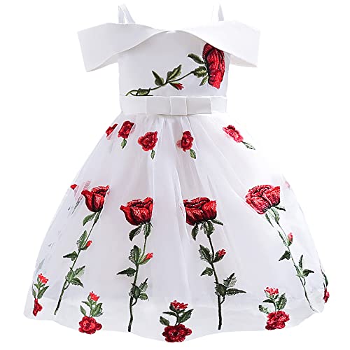 SEAUR Festliches Kleid Mädchen Baby Buntes Brautjungfer Cocktailkleid Partykleider Stickerei Blumenmädchen Abendkleider Weihnachtskleid Festlich Festliches Druckkleid Prinzessinnenkleid Blau von SEAUR