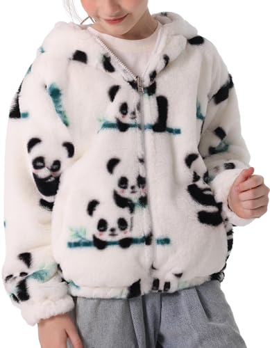 SEAUR Flauschiger Jacke Kinder Mädchen Kuschelig Teddy-Fleece Mantel Supersoft Plüsch Hoodie Cartoon Tier Muster Pullover - 130(100-130CM) von SEAUR