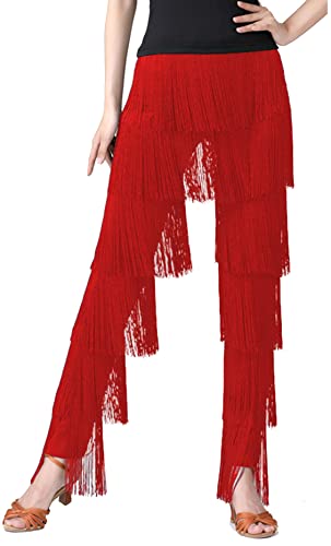 SEAUR Fransenhose Latein Damen Tanzhose Fransen Quaste Hose Tanz Ballsaal Tango Salsa Rumba Cha Cha Samba - XXL von SEAUR