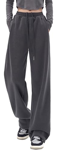 SEAUR Freizeithose Damen Lang Locker Sweathose Y2K Hip Hop Hose Baggy Jogginghose Hohe Taille Sporthose Traininghose Gummibund mit Kordelzug Frühling Herbst - L von SEAUR