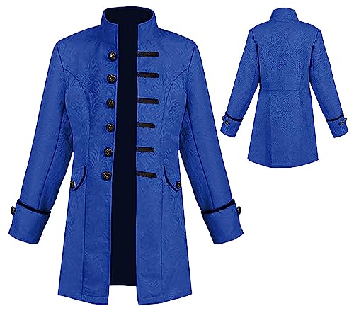 SEAUR Gothic Jacke Jungen Blau Steampunk Mantel Cosplay Kinder Kostüm Mittelalter Halloween Karneval Fasching 155 von SEAUR