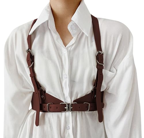 SEAUR Harness Damen Leder Damen-gürtel Punk Taillengürtel PU Leder Gothic Weste Gürtel Verstellbare Körperkette Gürtel für Karneval Halloween von SEAUR