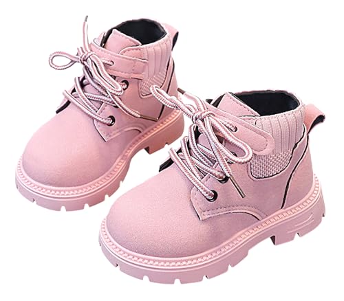 SEAUR Herbst Kurze Stiefel Mädchen Leder Stiefeletten Mode Weiche Stiefeletten Kinder Klassische Stiefel Knöchel Rosa 24 EU von SEAUR