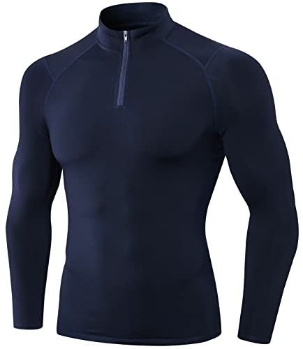 SEAUR Herren Kompressionsshirt Langarm 1/4 Zip Sportshirt Gym Slim Fit Laufshirt Warm Funktionsshirt Atmungsaktiv Langarmshirt für Fitness Sport Laufen Fahrrad - L von SEAUR