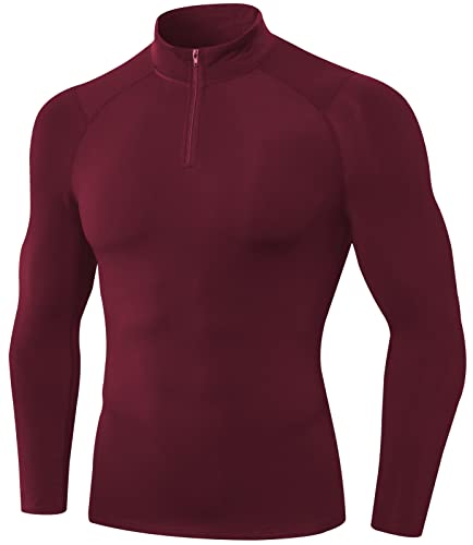 SEAUR Herren Sport Langarmshirt 1/4 Zip Slim Fit Kompressionsshirt Langarm Funktionsshirt Gym Laufshirt Atmungsaktiv Warm für Fitness Sport Laufen Fahrrad - S von SEAUR