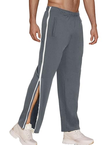 SEAUR Herren Trainingshose Seitlicher Knopfleiste Hosen Postoperative Sporthose Outdoorhose für Fitnessstudio Dunkelgrau XXL von SEAUR