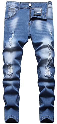 SEAUR Jeans Jungen 6-16 Jahre Slim Fit Skinny Jeans Hose Blau Stretch Cargo Chino Lange Jeanshose Sommer Winter Freizeithose - 8 Jahre von SEAUR