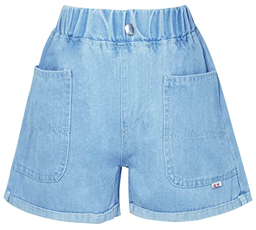 SEAUR Jeans Shorts Kinder Mädchen Sommer Locker Freizeit Shorts Elastische Taille Kurze Hose Süßes Jeanshose Atmungsaktiv Casual Hotpants - 134/140 von SEAUR