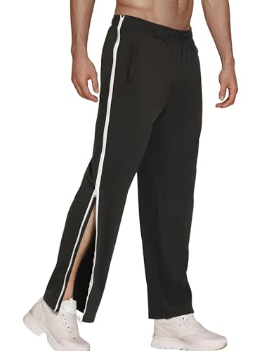 SEAUR Jogginghose Herren Reha Hose Reha Hose Mit Seitlicher Knopfleiste Zum Öffnen Jogginghose Abreißhose für Yoga Schwarz XXXL von SEAUR