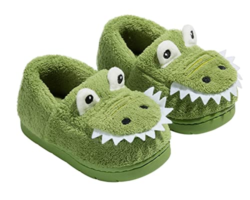 SEAUR Jungen Mädchen Plüsch Hausschuhe Winter Pantoffeln Kinder Warm Bequem Slipper Flauschig Süß Tier - Cartoon Krokodil - 26/27 EU von SEAUR