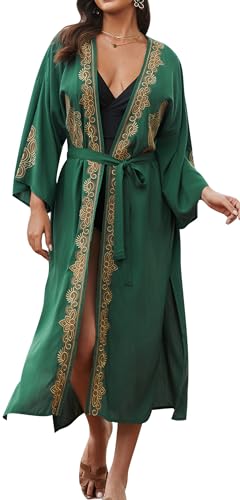 SEAUR Kaftan Damen Lang Arabisch Sommerkleid Lang Strandbekleidung Hawaii Outfit Print Maxi Beach Bikini Cover Up Strandkleid von SEAUR