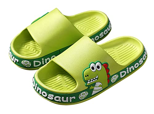 SEAUR Kinder Badeschuhe Duschschuhe Jungen Mädchen Wolken Schlappen Dinosaurier Badelatschen Weich Badeschlappen Strand Rutschfest Schiebe-Sandalen Grün 30-31 von SEAUR
