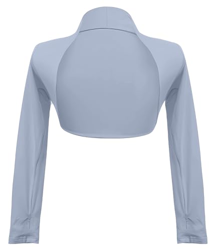 SEAUR Kinder Ballett Lange Ärmel Cardigan Mädchen Bolero Schulterjacke Gymnastik Wrap Tops Dünner Einfarbig Strickjacken Tanz Ballettjacke Blau 130 von SEAUR