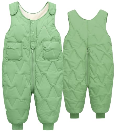 SEAUR Kinder Daunenhose Overall Winter Warm Leicht Schneehose Winddicht Winterhose Kleinkind Dick Outdoorhose Skihose - Grün - 110(100-110cm) - 2-3 Jahre von SEAUR