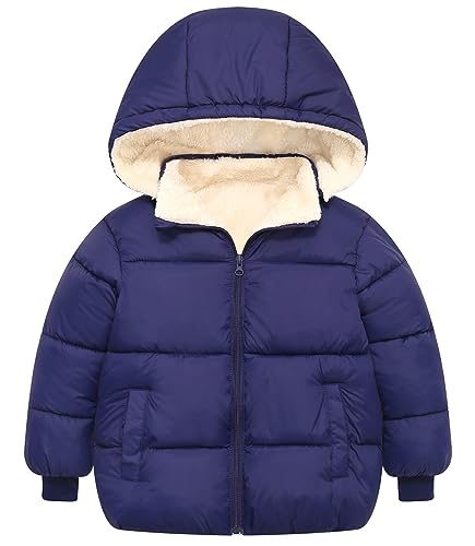 SEAUR Kinder Daunenmantel Kleinkind Mantel mit Seitentaschen Warm Oberbekleidung Kinder Steppjacke für Alltag Drinnen Draußen Blau 1 1-2 Jahre (90cm) von SEAUR