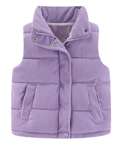 SEAUR Kinder Daunenweste Winter Cord Weste Jungen Mädchen 1-8 Jahre Outdoor Pufferweste Winddicht Dick Steppweste Stehkragen - 90(1-2 Jahre) von SEAUR