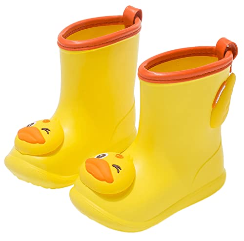 SEAUR Kinder Gummistiefel Mädchen Jungen Regenstiefel 3D Ente Muster Federleicht Regenschuhe für Kleinkind 1-7 Jahre 21-31 EU, 21 EU von SEAUR