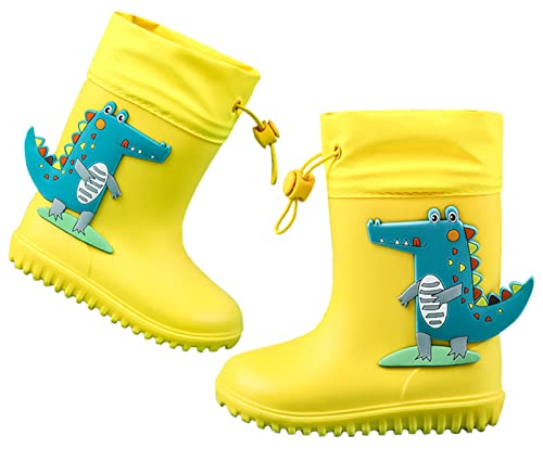 SEAUR Kinder Gummistiefel Mädchen Jungen Regenstiefel 3D Krokodil Muster Federleicht Regenschuhe für Kleinkind 1-7 Jahre 21-31 EU, 21 EU von SEAUR