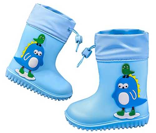 SEAUR Kinder Gummistiefel Mädchen Jungen Regenstiefel 3D Pinguin Muster Federleicht Regenschuhe für Kleinkind 1-7 Jahre 21-31 EU, 21 EU von SEAUR