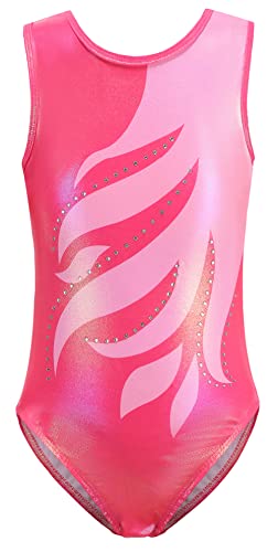 SEAUR - Kinder Gymnastikanzug Mädchen Turnanzug Ärmellos Trikot Gymnastik Tanzen Kleidung Ballet Yoga Kleid Klassisch 11-12 Jahre - Bronzierende Flamme Rosa von SEAUR