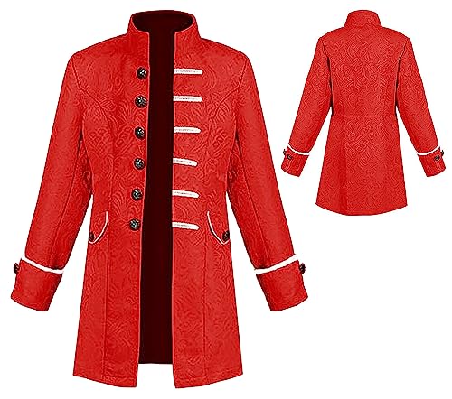 SEAUR Kinder Jungen Gothic Jacke Rot Steampunk Mantel Mittelalter Cosplay Kostüm Halloween Karneval Fasching 135 von SEAUR