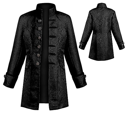 SEAUR Kinder Jungen Gothic Jacke Schwarz Steampunk Mantel Mittelalter Cosplay Kostüm Halloween Karneval Fasching 135 von SEAUR