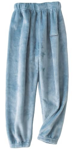 SEAUR Kinder Jungen Mädchen Freizeithose Schlafanzughose Pyjamahose Flanell Weiche Lounge Hose Homewear Blau 150 von SEAUR