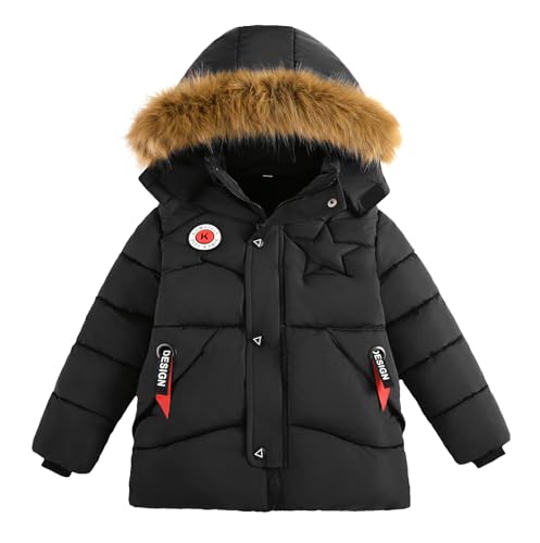 SEAUR Kinder Jungen Parka Jacke Gefütterte Steppjacke mit Kapuze Verdickte Pufferjacke Warme Winterjacke mit Zip 6-7 Jahre von SEAUR